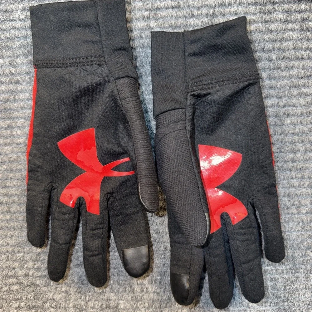 Under Armour youth boys MD sports gloves football baseball black red SZ YMD/JM/M